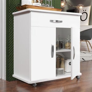 Balcão Multiuso/ Buffet 2 Portas Gaveta com Rodízio - Bella Vercelli 220:Branco