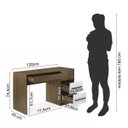 Ver imagem 2 de Escrivaninha Mesa Escritório Harpia 3 Gavetas 1 Nicho 120cm Yescasa Branco e Amêndoa Marrom