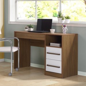 Escrivaninha Mesa Escritório 120cm 3 Gavetas 1 Nicho Harpia Yescasa