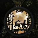 Ver imagem 2 de Enfeite Natal Papai Noel Luminária Pendente em Madeira 13cm
