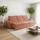 Ver imagem 1 de Sofá Retrátil Sunset Supreme 290m Suede Elegante 3 Lugares com Sistema Reclinável Milão Laranja