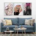 Ver mais imagens de Kit 3 Quadros Decorativos 30x45 Mulheres Rosto Flores Rosas Arte na Arte Moldura Branca