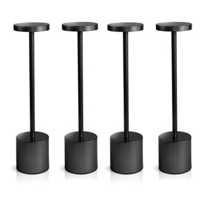 Kit 4 Luminárias de Mesa Touch Candeeiro Led sem Fio Recarregável Preta