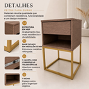Ver imagem 4 de Kit 2 Mesas de Cabeceira Estilo Industrial MDF e Base de Aço Resistente Freijó/Dourado Lh Móveis