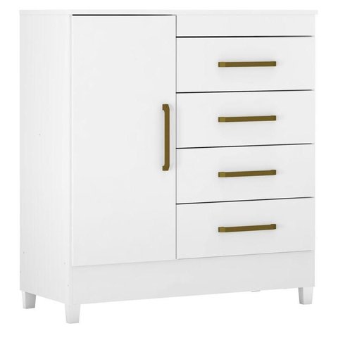 Cômoda Montevideu Branco Rosa Flex com Pés - Demóbile
