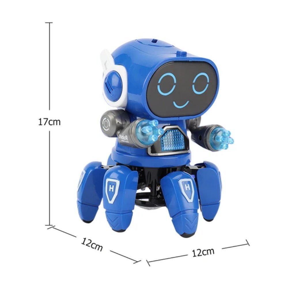 Robô Aranha Dançarino de 6 Pernas com Luz e Som P&D Azul - 9