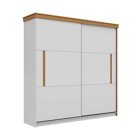 Guarda Roupa Casal 2,25m Portas de Correr 3 Gavetas 100% Mdf Cor:branco Brilho com Freijó