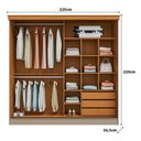 Ver imagem 2 de Guarda Roupa Casal 2,25m Portas de Correr 3 Gavetas 100% Mdf Cor:branco Brilho com Freijó