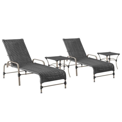 2 Espreguiçadeiras Catar e 2 Mesas Garden Corda Náutica Cor Fendi Trama Original