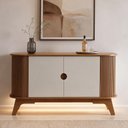 Ver imagem 3 de Aparador Buffet para Sala de Jantar 2 Portas 140cm Orgânico Ripado Bach A05 Cinamomo Off White -