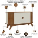 Ver imagem 5 de Aparador Buffet para Sala de Jantar 2 Portas 140cm Orgânico Ripado Bach A05 Cinamomo Off White -