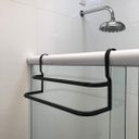 Ver imagem 2 de Porta Toalhas Duplo Suporte Toalheiro Para Box Preto Fosco