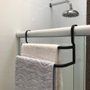 Ver imagem 1 de Porta Toalhas Duplo Suporte Toalheiro Para Box Preto Fosco