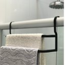 Ver imagem 3 de Porta Toalhas Duplo Suporte Toalheiro Para Box Preto Fosco