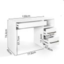 Ver imagem 3 de Escrivaninha Mesa Escritório Harpia 3 Gavetas 1 Nicho 120cm Yescasa Branca