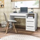 Ver imagem 2 de Escrivaninha Mesa Escritório Harpia 3 Gavetas 1 Nicho 120cm Yescasa Branca