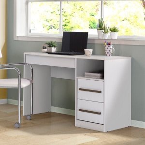 Escrivaninha Mesa Escritório 120cm 3 Gavetas 1 Nicho Harpia Yescasa