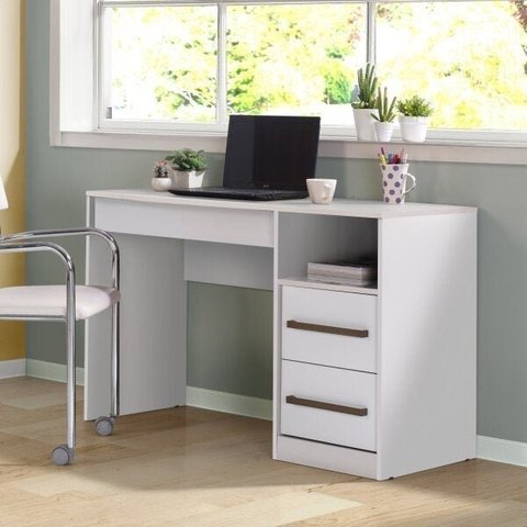 Escrivaninha Mesa Escritório Harpia 3 Gavetas 1 Nicho 120cm Yescasa Branca