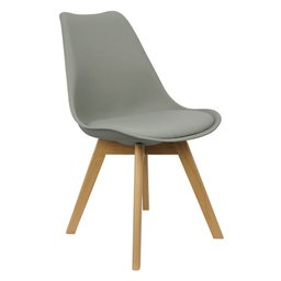 Kit 5 Cadeiras Charles Eames Leda Luisa Saarinen Design Wood Estofada Base Madeira - Cinza - 2