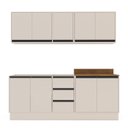 Ver imagem 3 de Cozinha Koya 4 Peças 200x214cm Armários Aéreos Balcões com 3 Gavetas e Rodapé Creme 250034