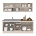 Ver imagem 4 de Cozinha Koya 4 Peças 200x214cm Armários Aéreos Balcões com 3 Gavetas e Rodapé Creme 250034