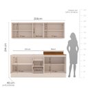 Ver imagem 6 de Cozinha Koya 4 Peças 200x214cm Armários Aéreos Balcões com 3 Gavetas e Rodapé Creme 250034