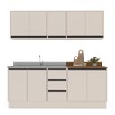 Ver imagem 2 de Cozinha Koya 4 Peças 200x214cm Armários Aéreos Balcões com 3 Gavetas e Rodapé Creme 250034