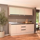 Ver imagem 1 de Cozinha Koya 4 Peças 200x214cm Armários Aéreos Balcões com 3 Gavetas e Rodapé Creme 250034