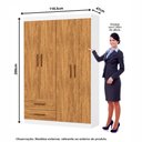 Ver imagem 4 de Guarda-Roupa Solteiro Turim 4 Portas 2 Gavetas Multimóveis CR35554 Branco/Cinamomo