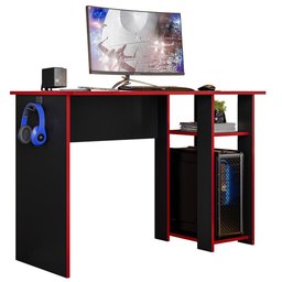 Mesa Escrivaninha para Computador Gamer Slim Preto/vermelho - Peternella - 1