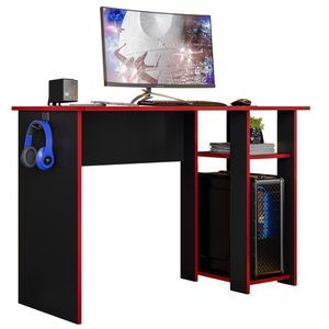 Mesa Escrivaninha para Computador Gamer Slim Preto/vermelho - Peternella