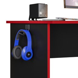 Mesa Escrivaninha para Computador Gamer Slim Preto/vermelho - Peternella - 3