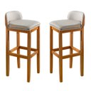 Ver imagem 2 de Banqueta Ônix Alta Estofada em Linho com Detalhe em Corino Marrom