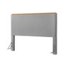 Cabeceira Cama Box King 1,93m Estofada Detalhe em Madeira Java Linho Cinza - 2