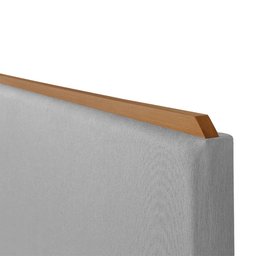 Cabeceira Cama Box King 1,93m Estofada Detalhe em Madeira Java Linho Cinza - 4