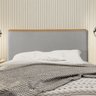 Cabeceira Cama Box King 1,93m Estofada Detalhe em Madeira Java Linho Cinza - 1