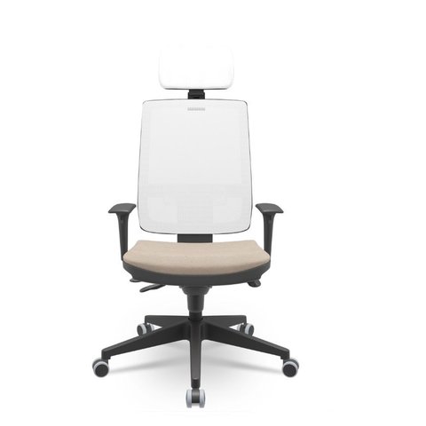 Cadeira Presidente Brizza Tela Branca Base Nylon Slider Assento Fendi T87