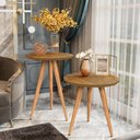 Ver imagem 1 de Kit Mesa Apoio e Lateral de Sofá Retrô Classic com 3 Pernas Decoração - Freijó