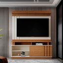 Ver imagem 2 de Home Rack Painel Goias Sala para Tv de 55 Polegadas Off White com Amendoa