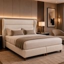 Ver imagem 5 de Cama Box com Cabeceira Queen Elegante Bouclé Off White - Sallar Home