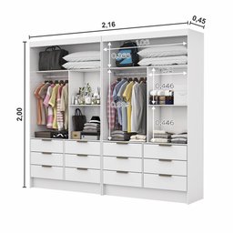 Closet Casal Duplo Sevilha 4 Portas Plus 12 Gavetas Carioca Móveis - 5