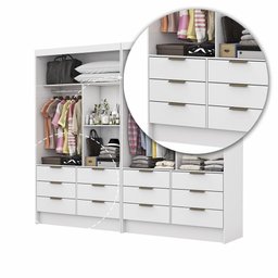Closet Casal Duplo Sevilha 4 Portas Plus 12 Gavetas Carioca Móveis - 7
