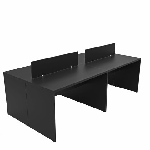 Estação de Trabalho 4 Lugares 140x60 Mesa para Escritório Netmobil - Preto