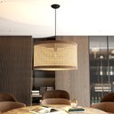 Ver imagem 2 de Luminária De Teto Pendente Madeira E Tela Rústica Japandi Rattan Ravena