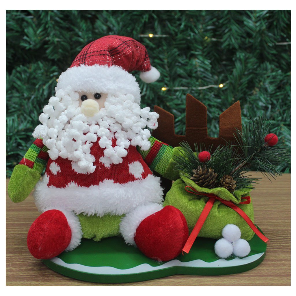 Decoração Boneco Natal Papai Noel Tecido Natalino 28cm