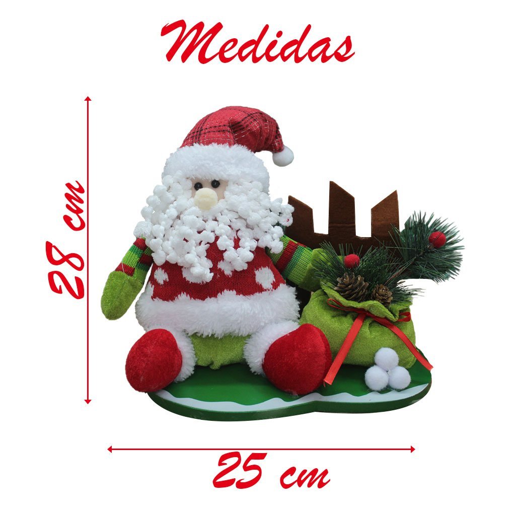 Decoração Boneco Natal Papai Noel Tecido Natalino 28cm - 2