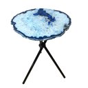 Ver imagem 2 de Mesa Lateral Pedras Ágatas Tingidas com Bordas Naturais