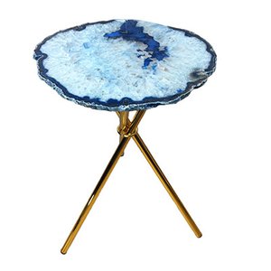 Mesa Lateral Pedras Ágatas Tingidas com Bordas Naturais