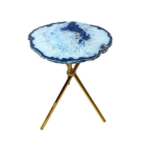 Mesa Lateral Pedras Ágatas Tingidas com Bordas Naturais