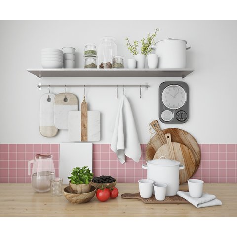 Papel de Parede Adesivo Azulejo Pastilha Rosa Cozinha 2,80m